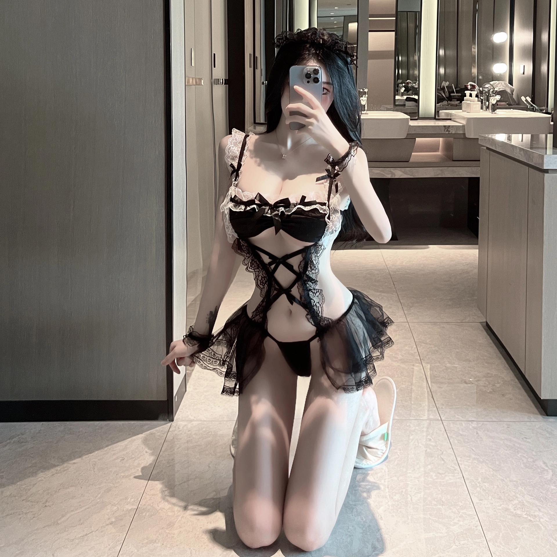 セクシーフリルメイド・ドレスランジェリーセット